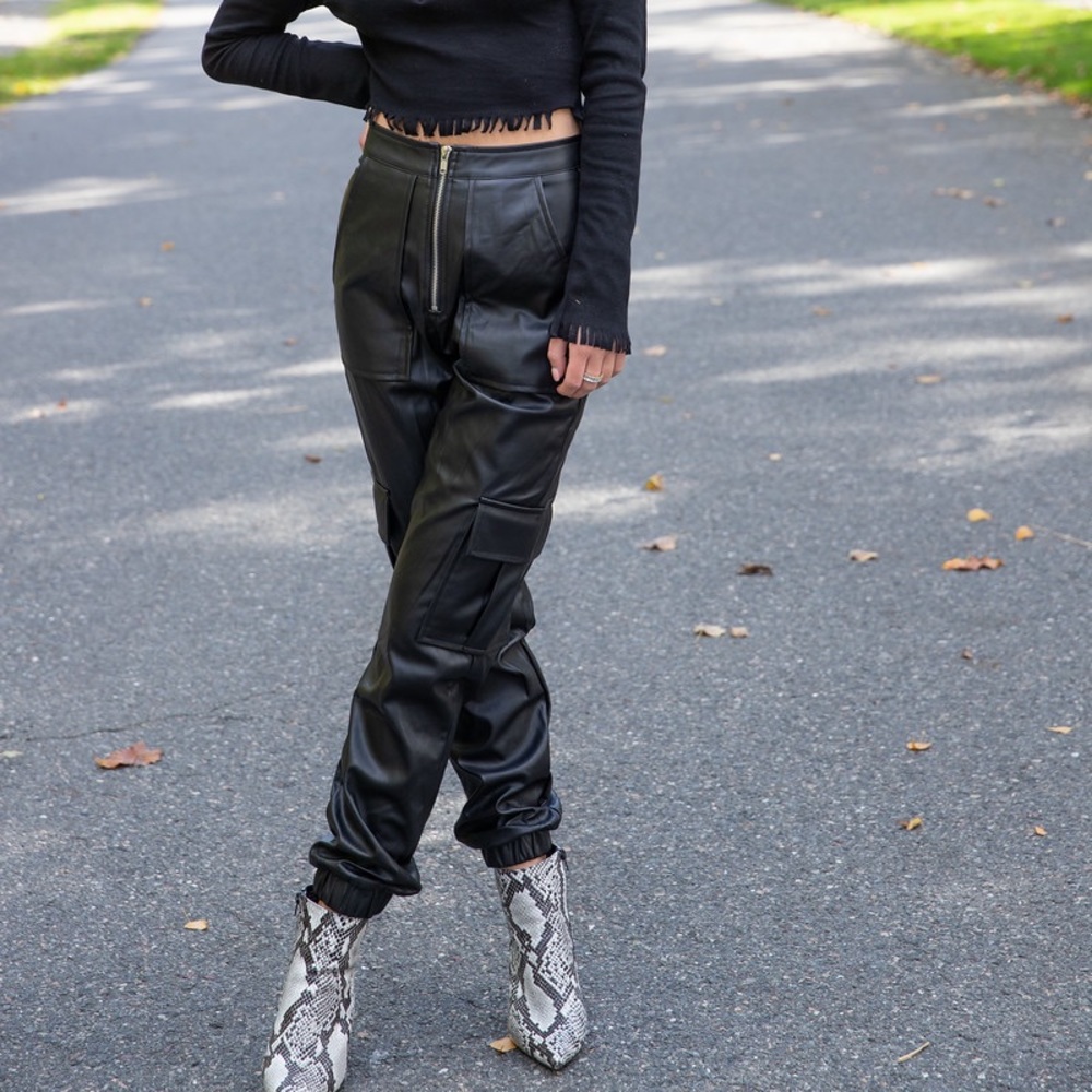 Leather joggers pants